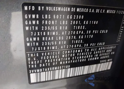 2024 Volkswagen Tiguan 2.0T Se/2.0T Wolfsburg Edition from USA, damaged, VIN 3VVMB7AX5RM057189